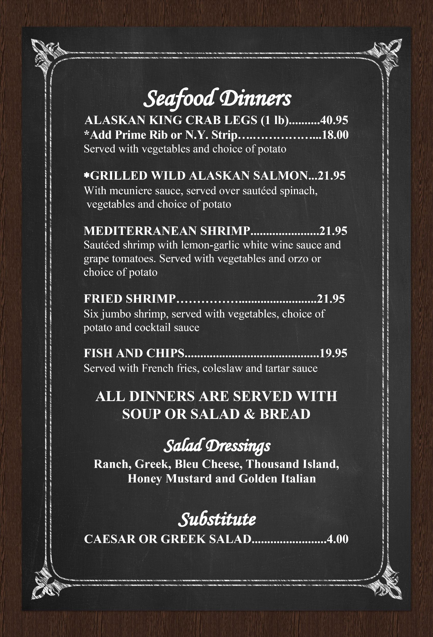 Dinner Menus at Charlie Brown's Bar & Grill Restaurant Denver, CO